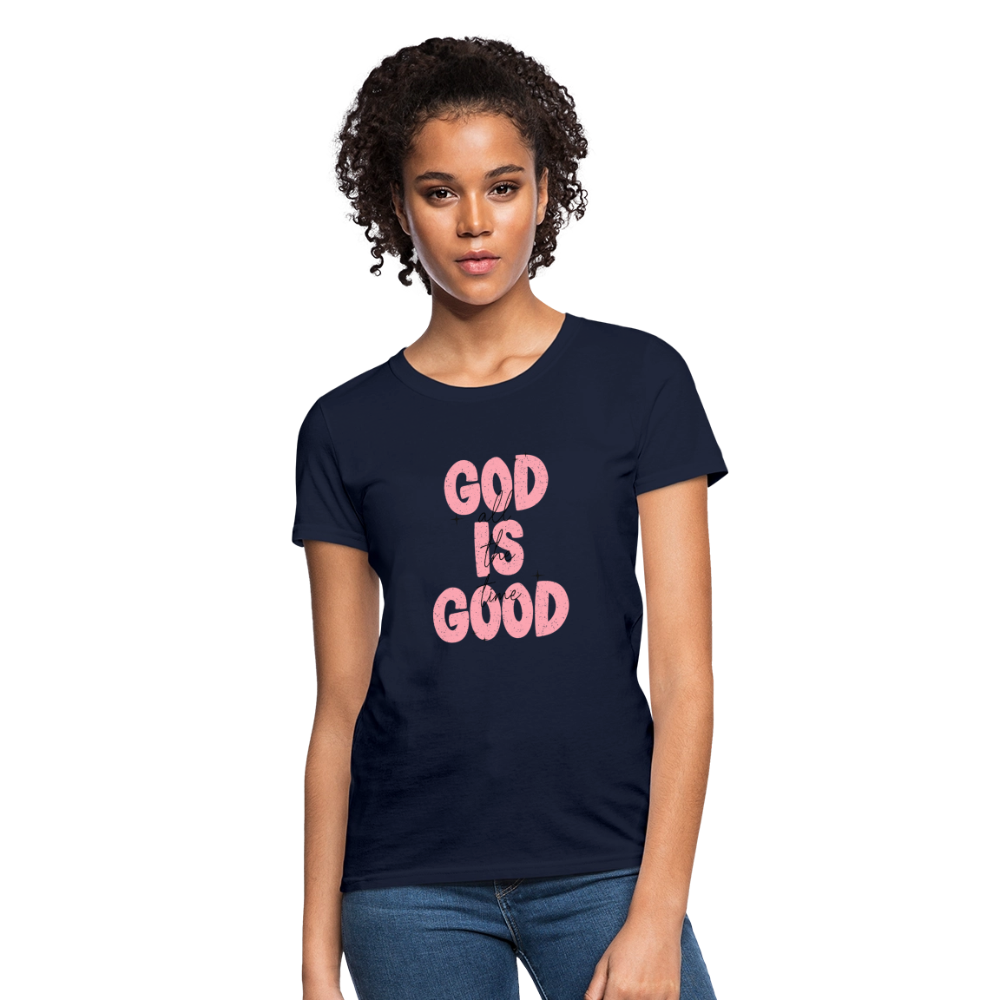 God is Good - Bold Pink -Women's Short Sleeve T-Shirt - navy