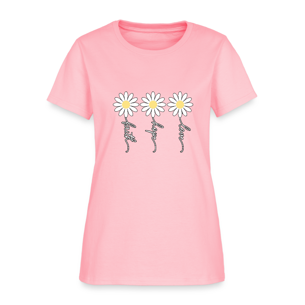 Faith, Hope, Love - floral Women's T-Shirt-2 - pink
