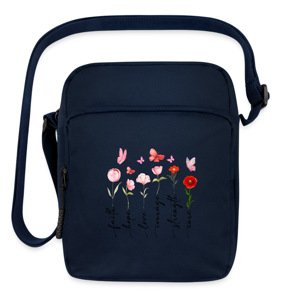 Faith Hope and Love - Floral Upright Crossbody Bag - navy