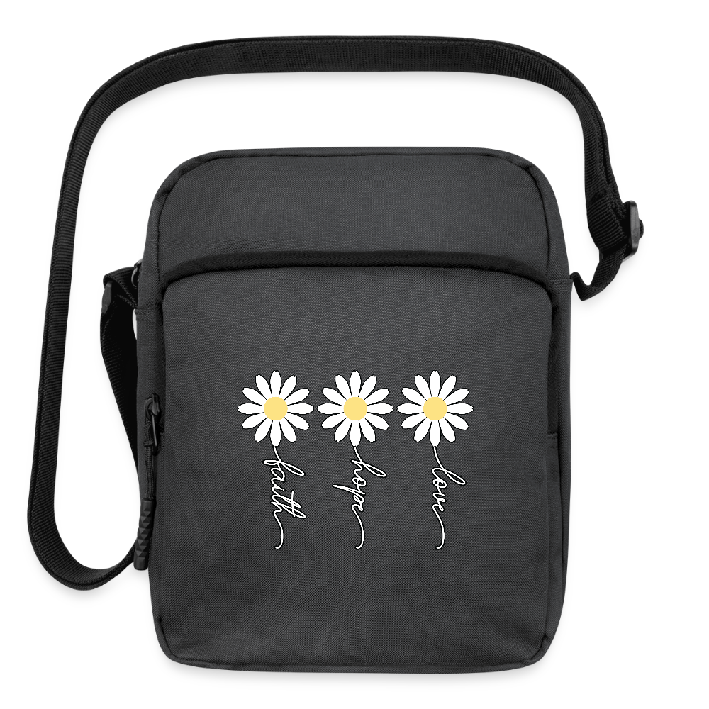Faith Hope and Love - Upright Crossbody Bag floral-2 - charcoal grey