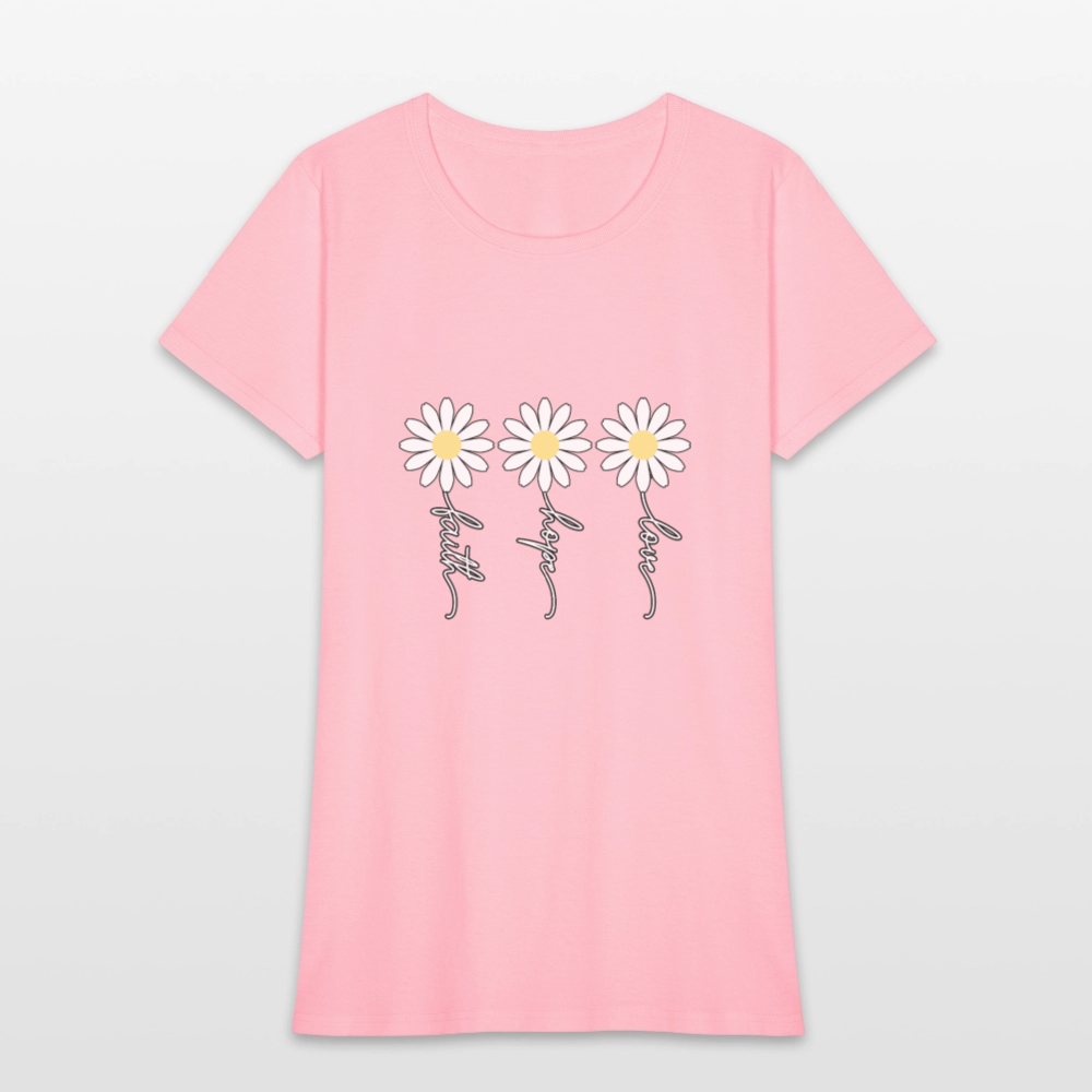 Faith, Hope, Love - floral Women's T-Shirt-2 - pink