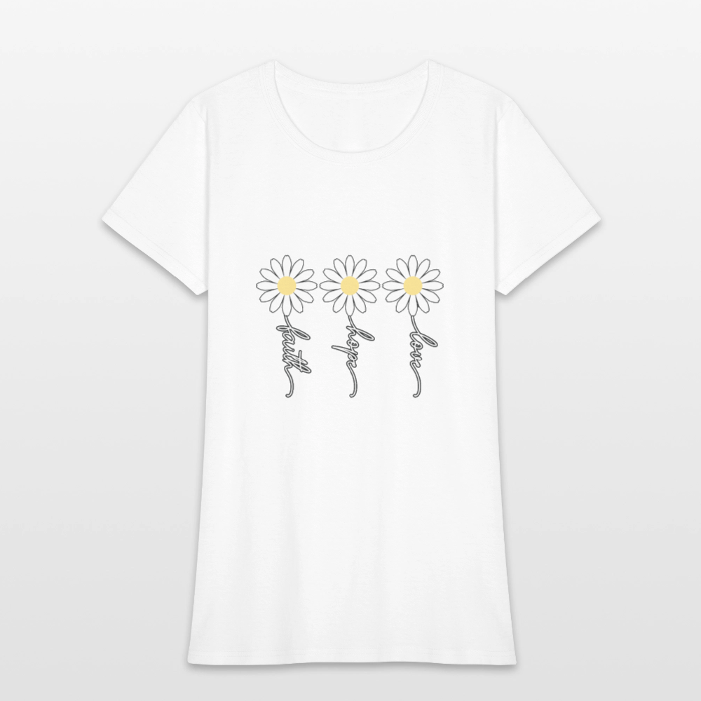 Faith, Hope, Love - floral Women's T-Shirt-2 - white