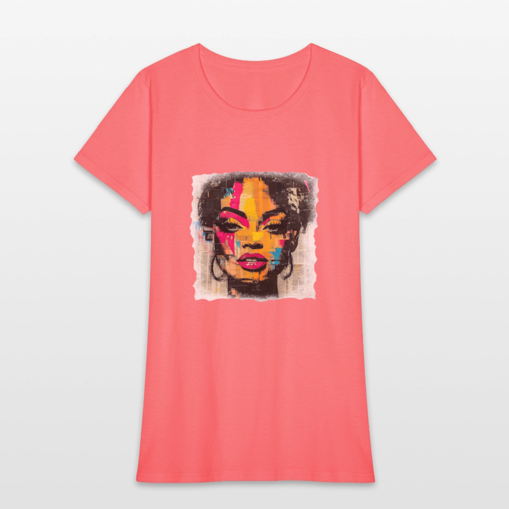 Pop Culture Woman 2- Short Sleeve T-Shirt - coral