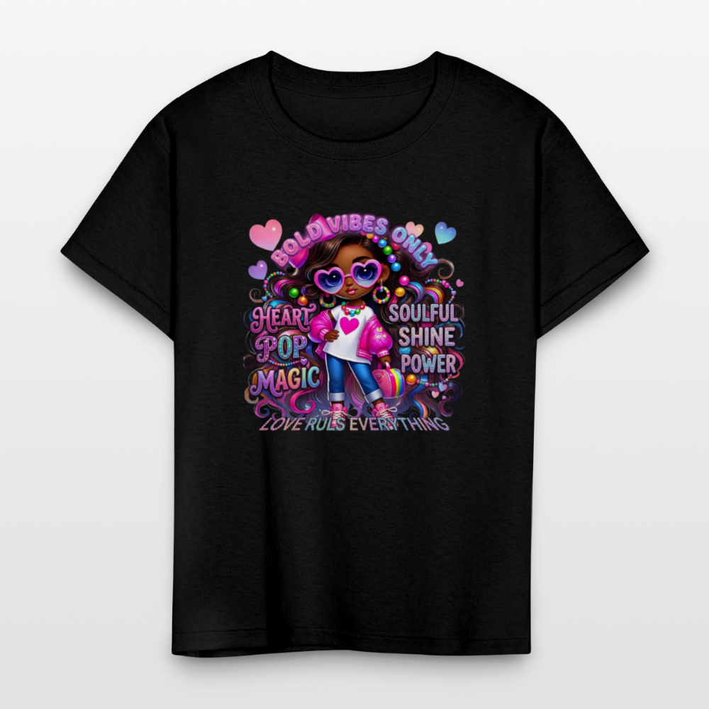 Black Girl Power - Bold Vibes Only Kids' T-Shirt - black