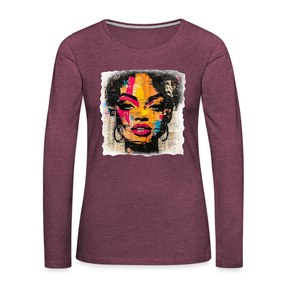 Pop Culture Women-2- Long Sleeve T-Shirt - heather burgundy