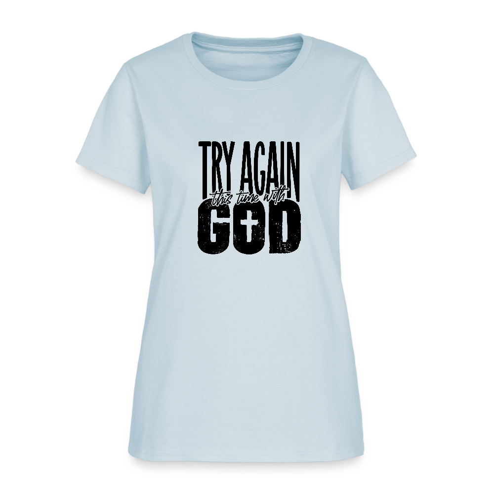 Try Again -Women's Short Sleeve T-Shirt - light blue
