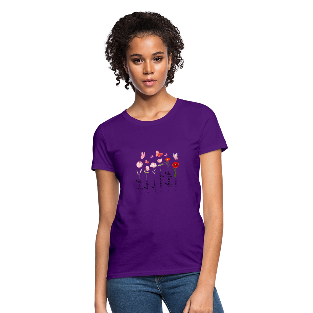 Faith, Hope, Love - Floral Women's T-Shirt - purple
