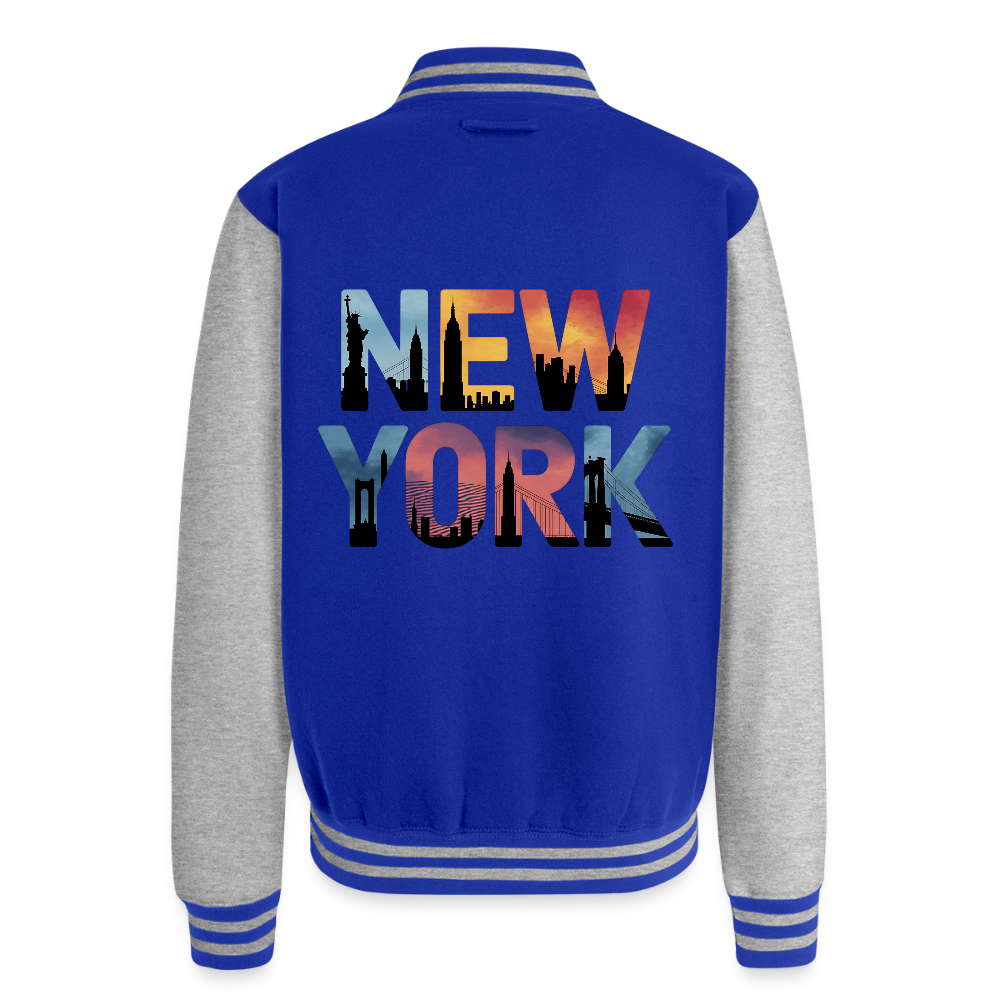 NY Color - Letterman Jacket - royal/heather grey