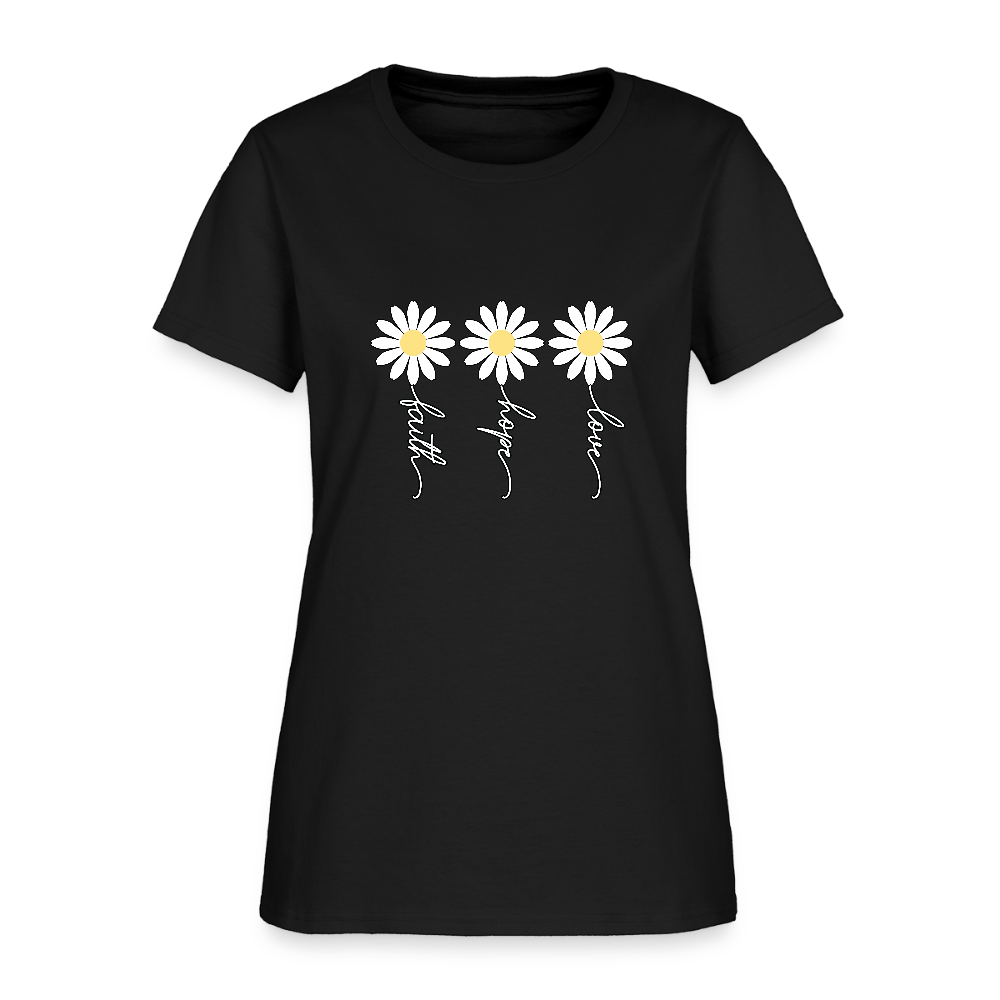 Faith, Hope, Love - floral Women's T-Shirt-2 - black