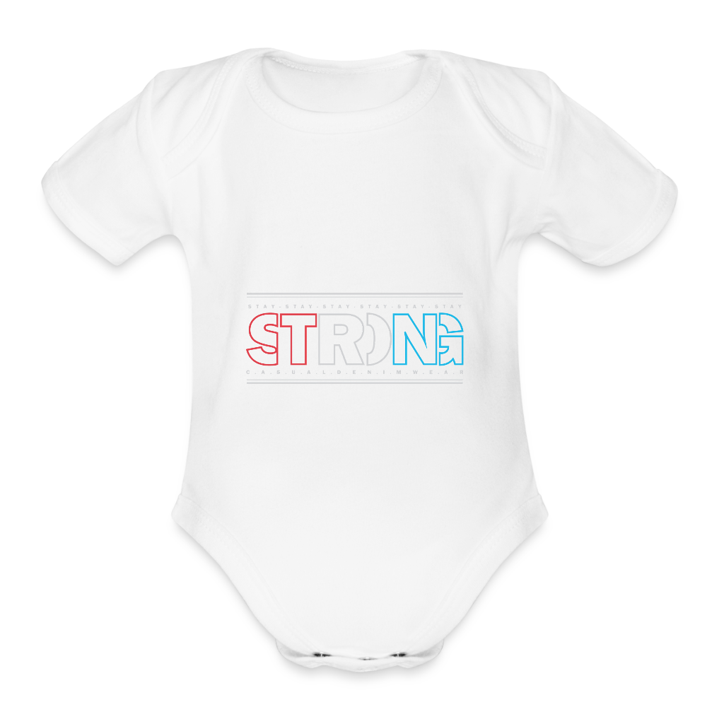 Stay Strong - Short Sleeve Baby Onesie - white