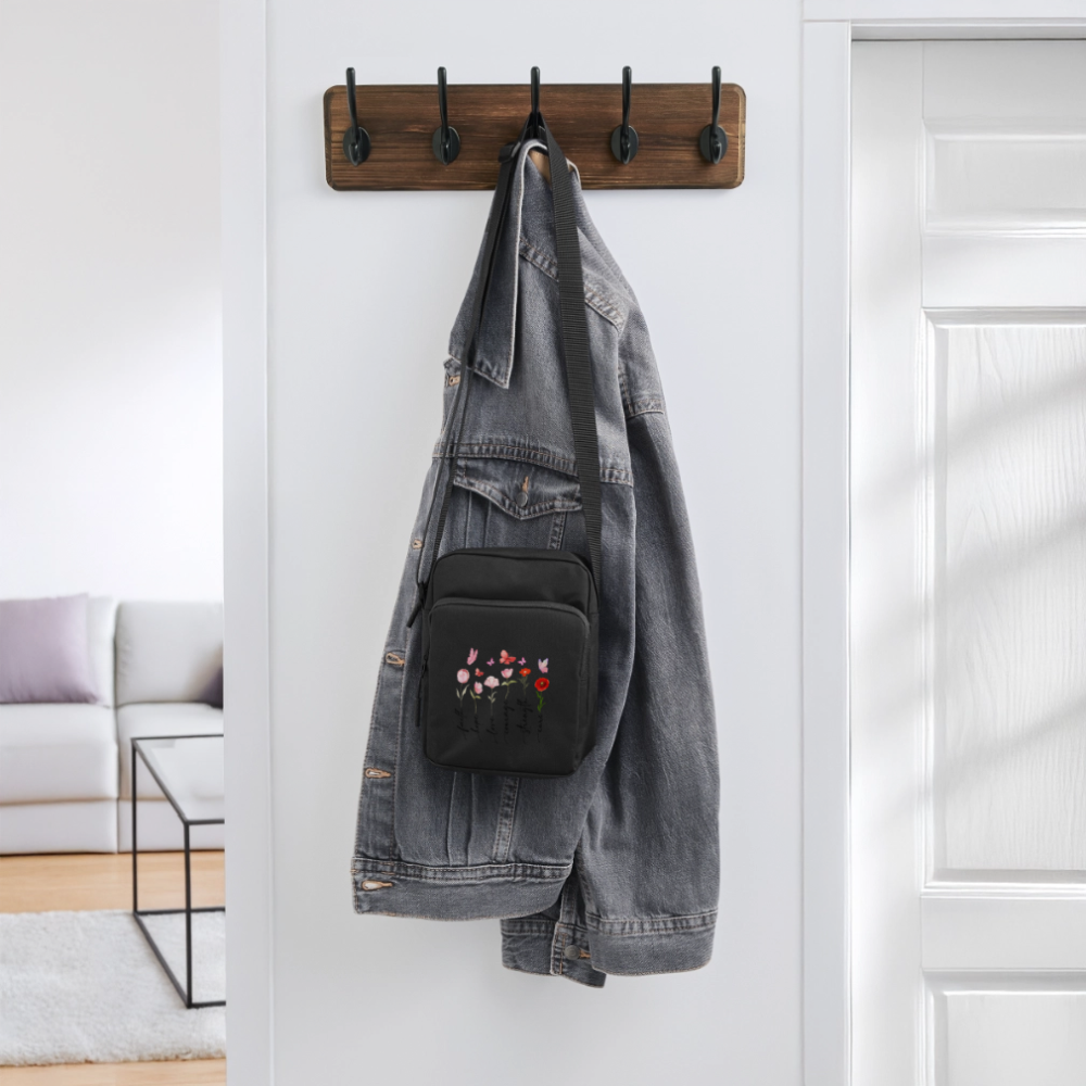 Faith Hope and Love - Floral Upright Crossbody Bag - black