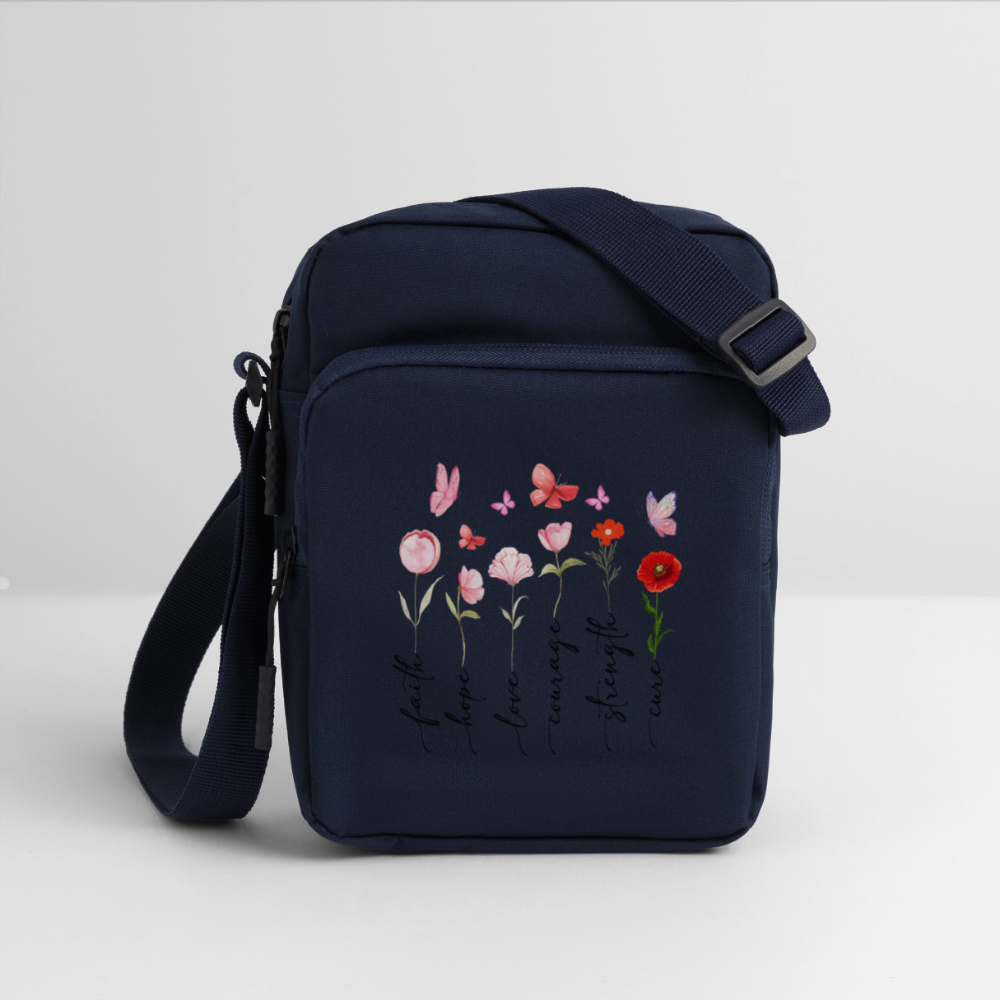 Faith Hope and Love - Floral Upright Crossbody Bag - navy