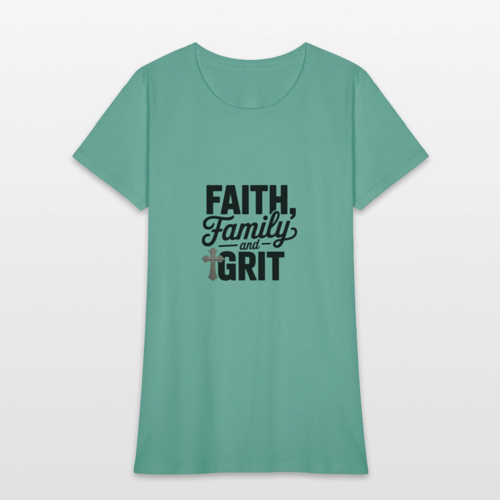 Faith and Family - Women's T-Shirt - aquatic
