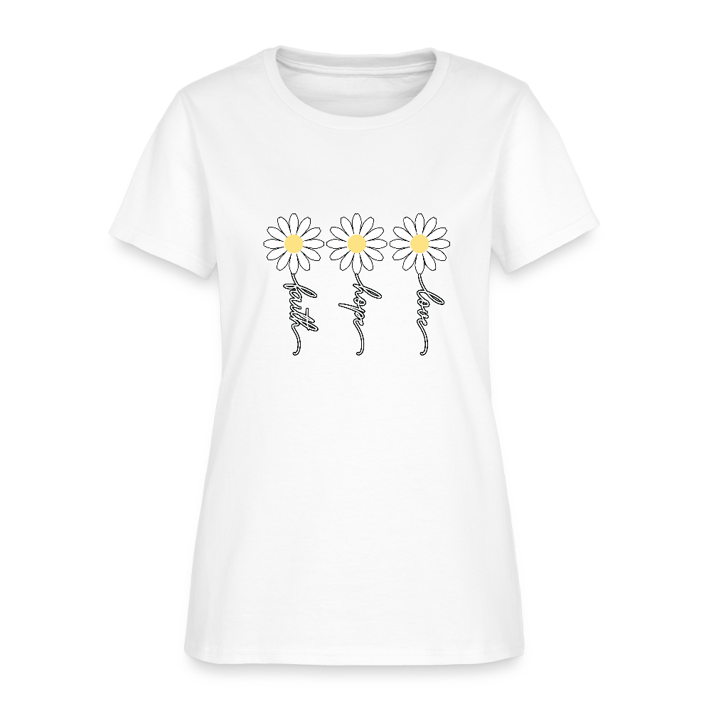 Faith, Hope, Love - floral Women's T-Shirt-2 - white
