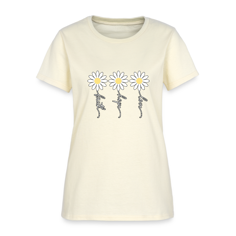 Faith, Hope, Love - floral Women's T-Shirt-2 - off white