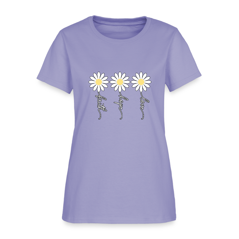 Faith, Hope, Love - floral Women's T-Shirt-2 - lavender