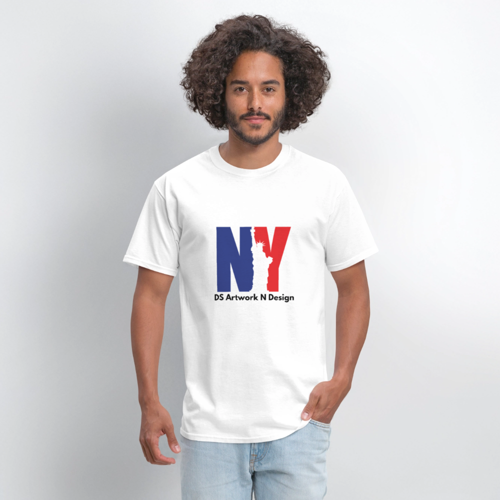 NY - Blue and Red Tee - white
