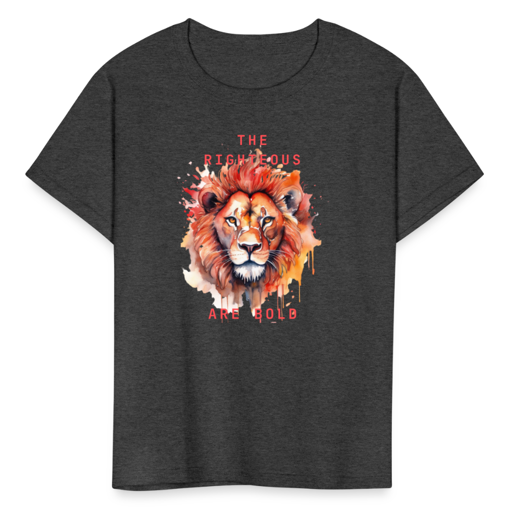 Bold Lion - Kids T-Shirt - heather black