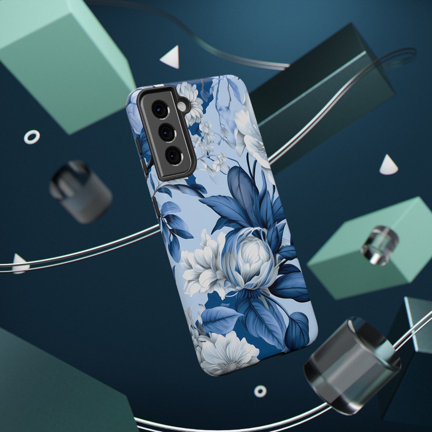 Elegant Blue Floral Phone Case