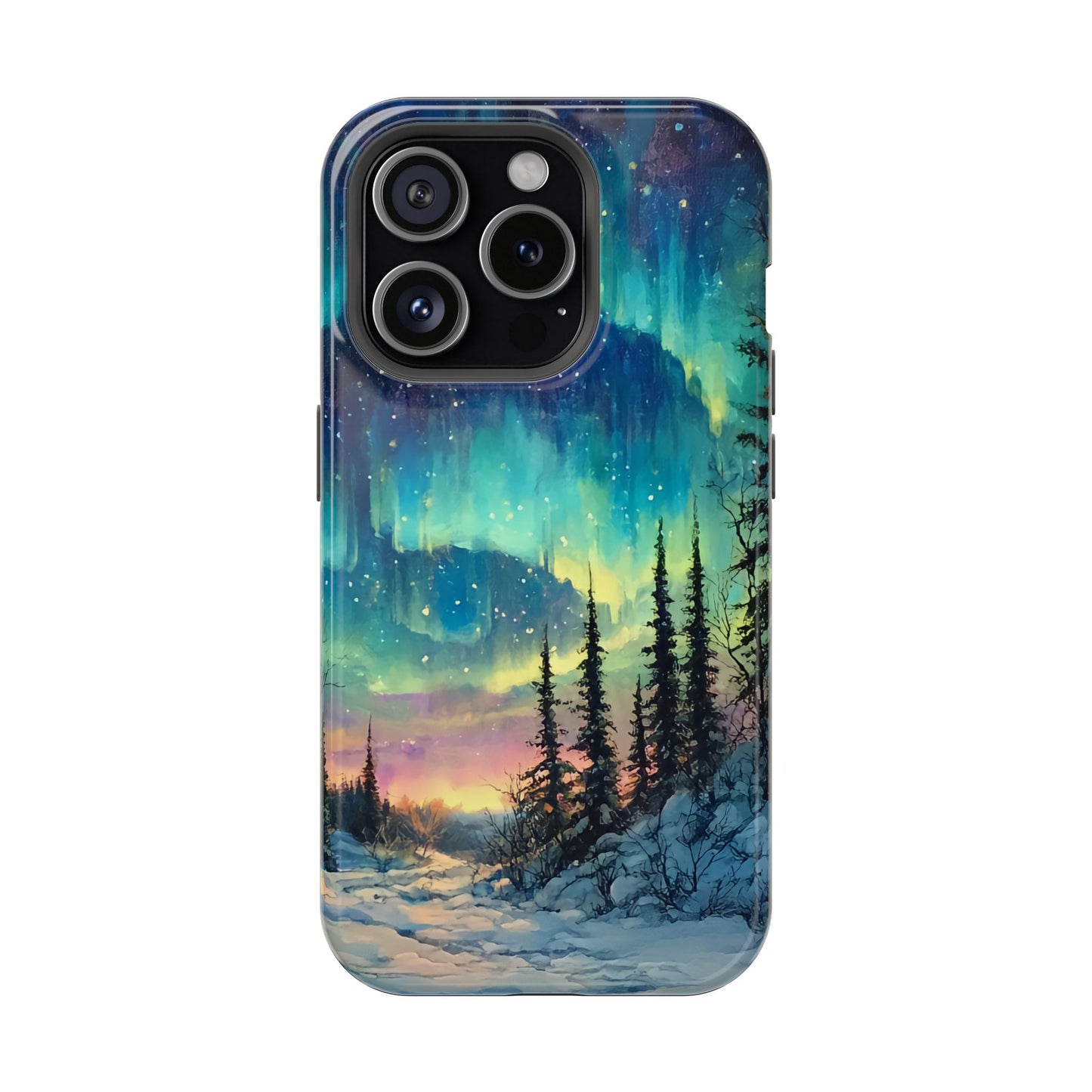 Aurora Borealis Impact-Resistant Phone Case - Durable Protection with Stunning Northern Lights Design