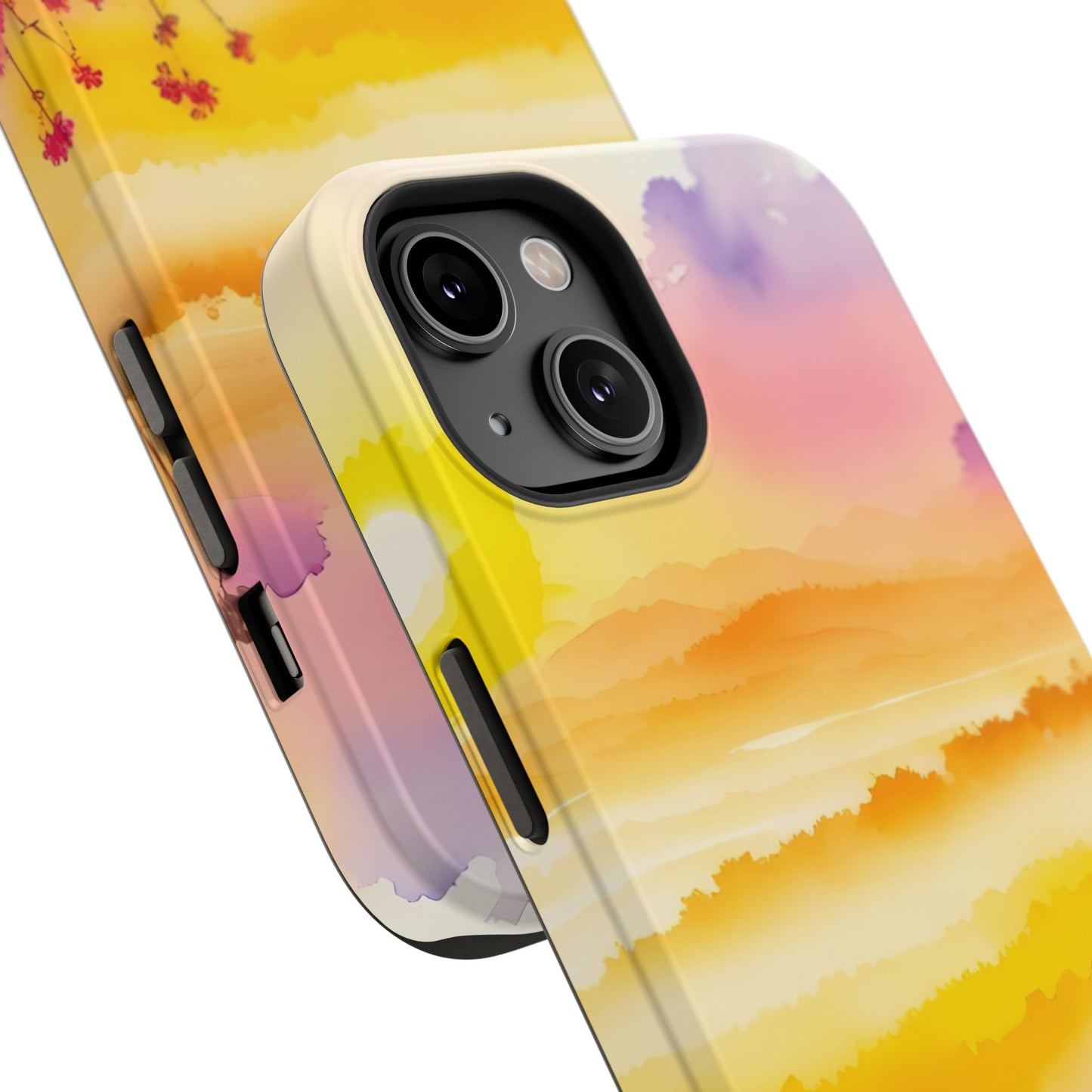 Scenic Landscape IPhone Case - Floral Sunset Design