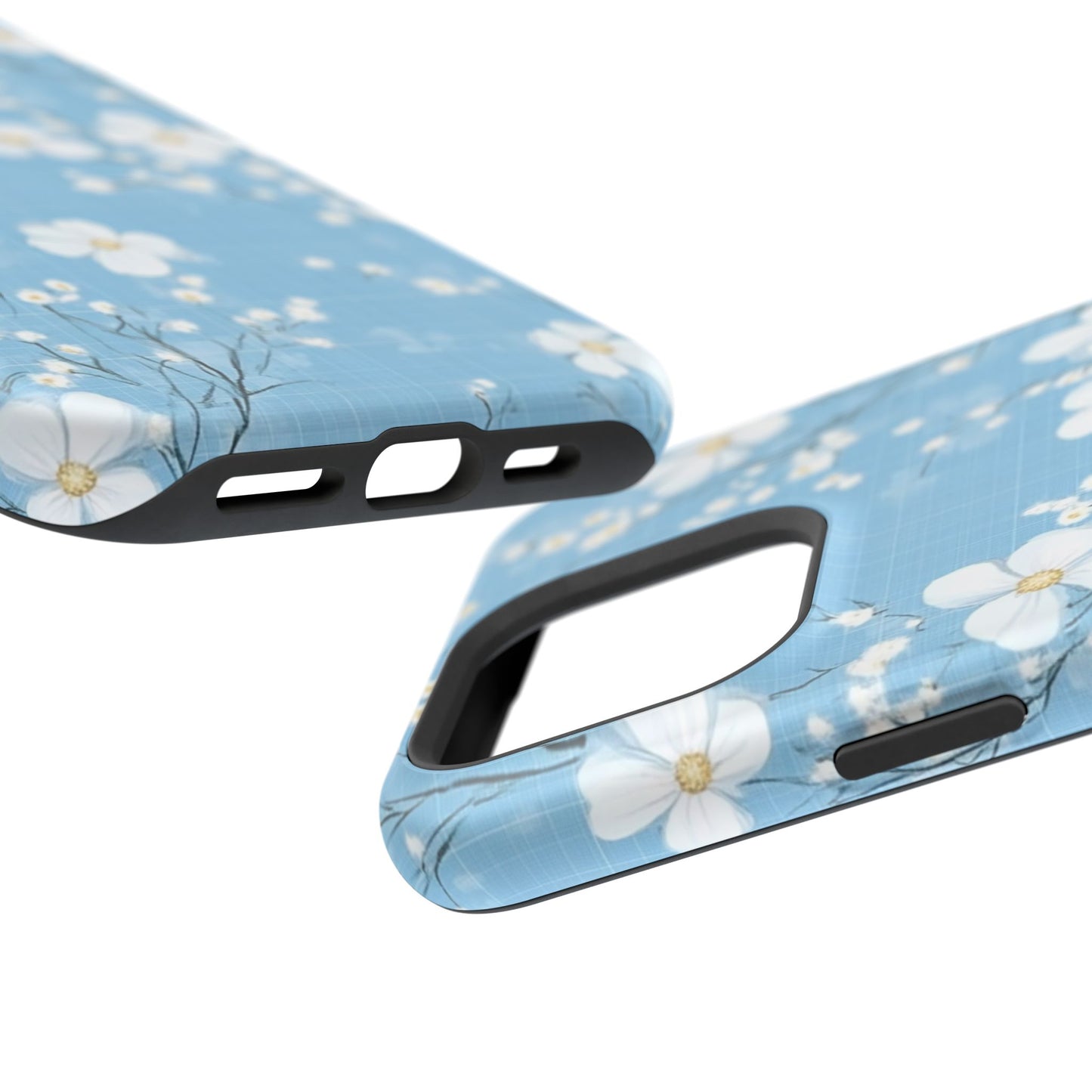 Powder Blue Floral Impact-Resistant Phone Case