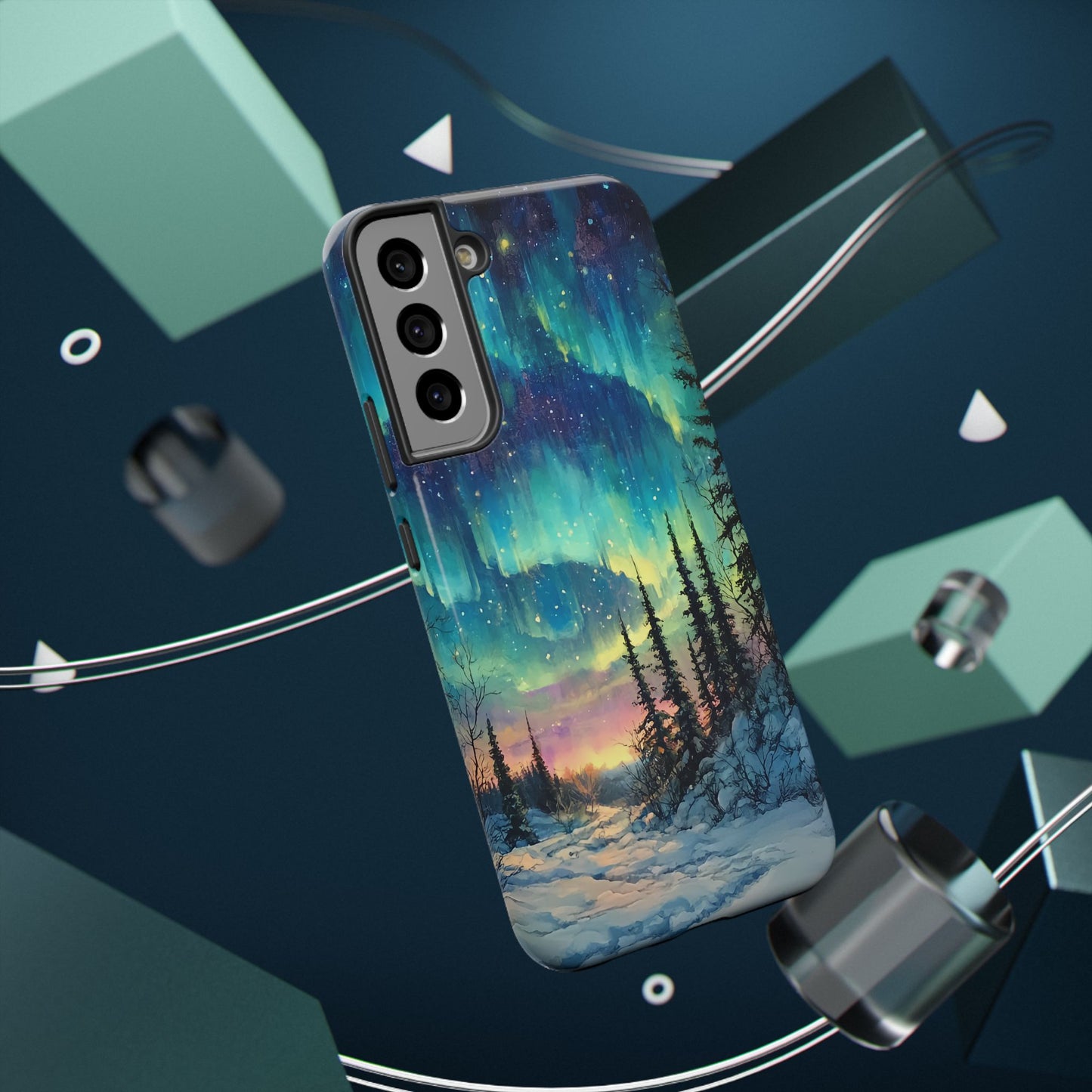 Aurora Borealis Impact-Resistant Phone Case - Durable Protection with Stunning Northern Lights Design