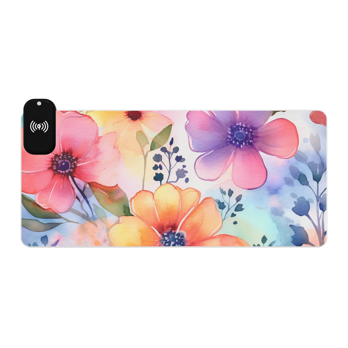Floral LED Gaming Mouse Pad with Wireless Charging