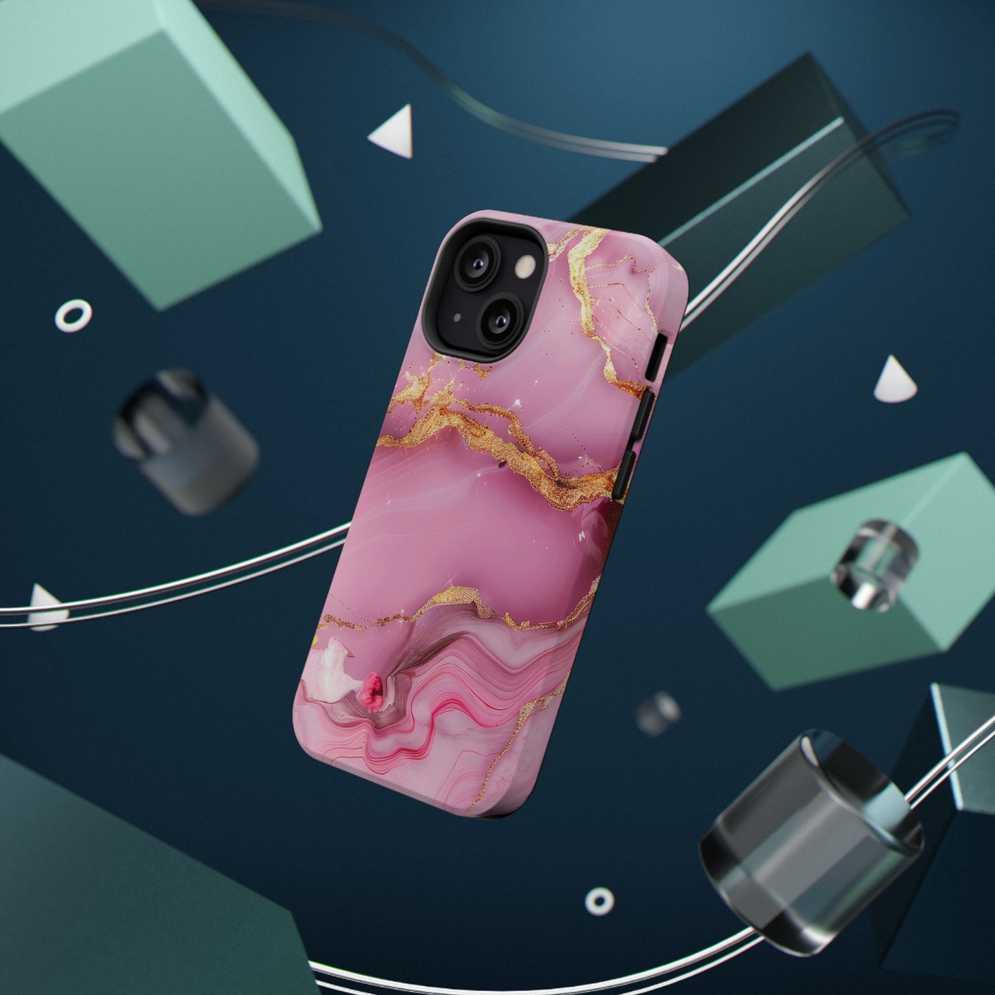 Elegant Marble Phone Case - Pink & Gold