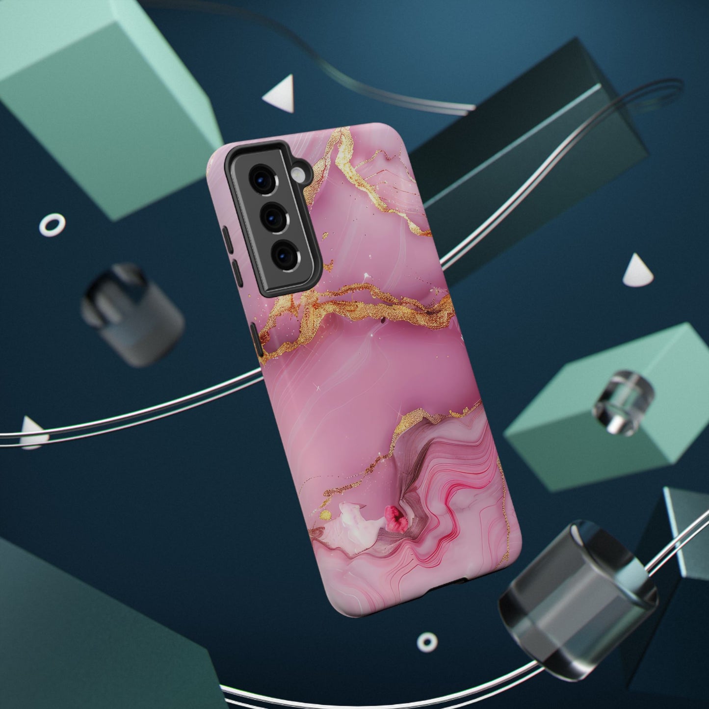 Elegant Marble Phone Case - Pink & Gold
