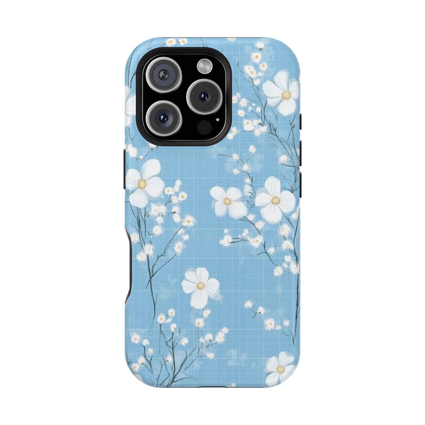 Powder Blue Floral Impact-Resistant Phone Case