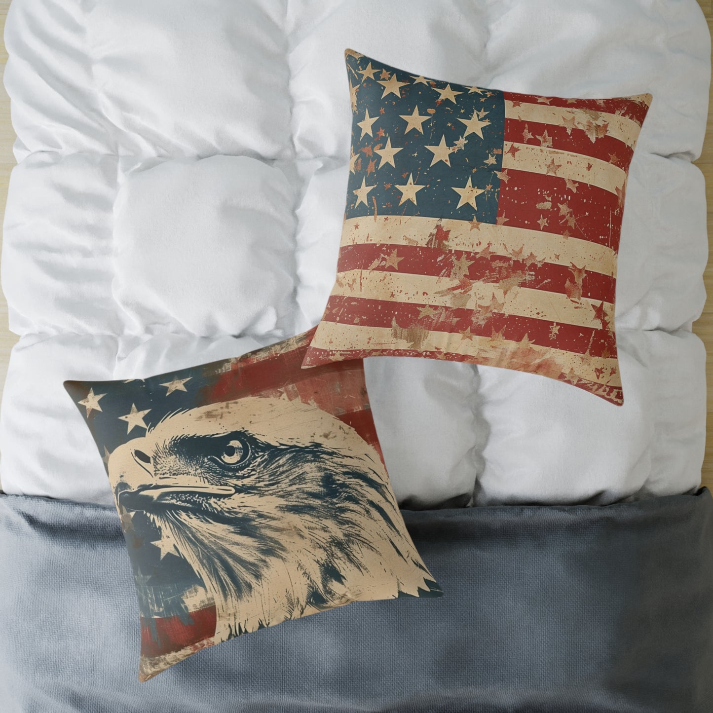 Patriotic Eagle Throw Pillow - Vintage American Flag Design