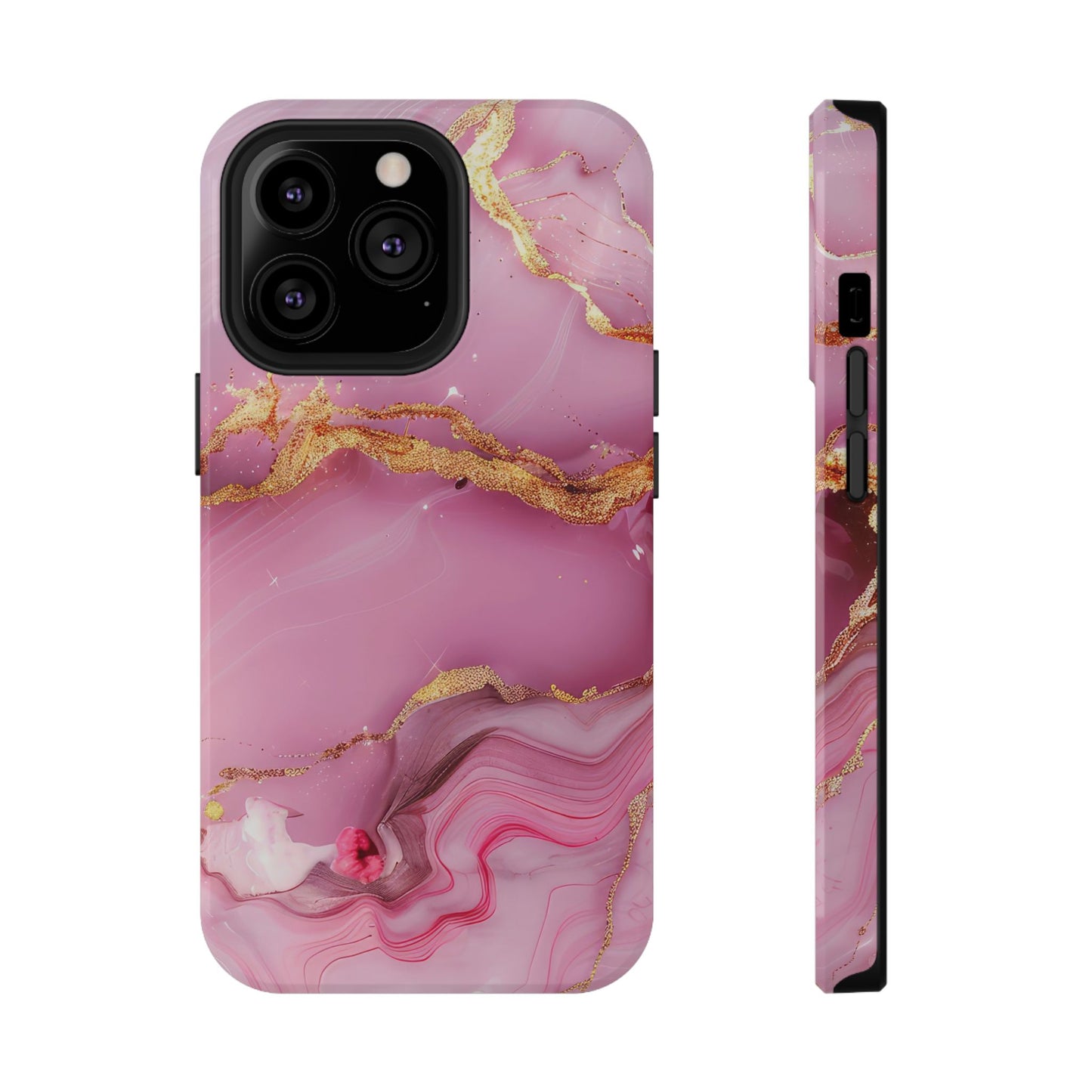 Elegant Marble Phone Case - Pink & Gold