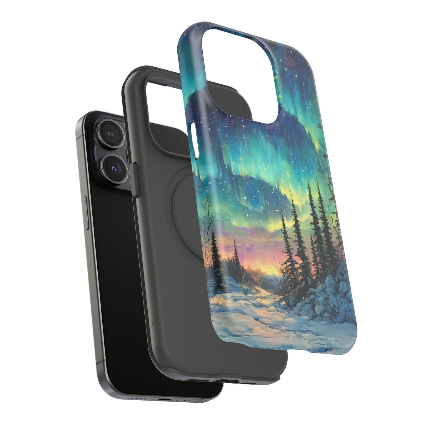 Aurora Borealis Impact-Resistant Phone Case - Durable Protection with Stunning Northern Lights Design