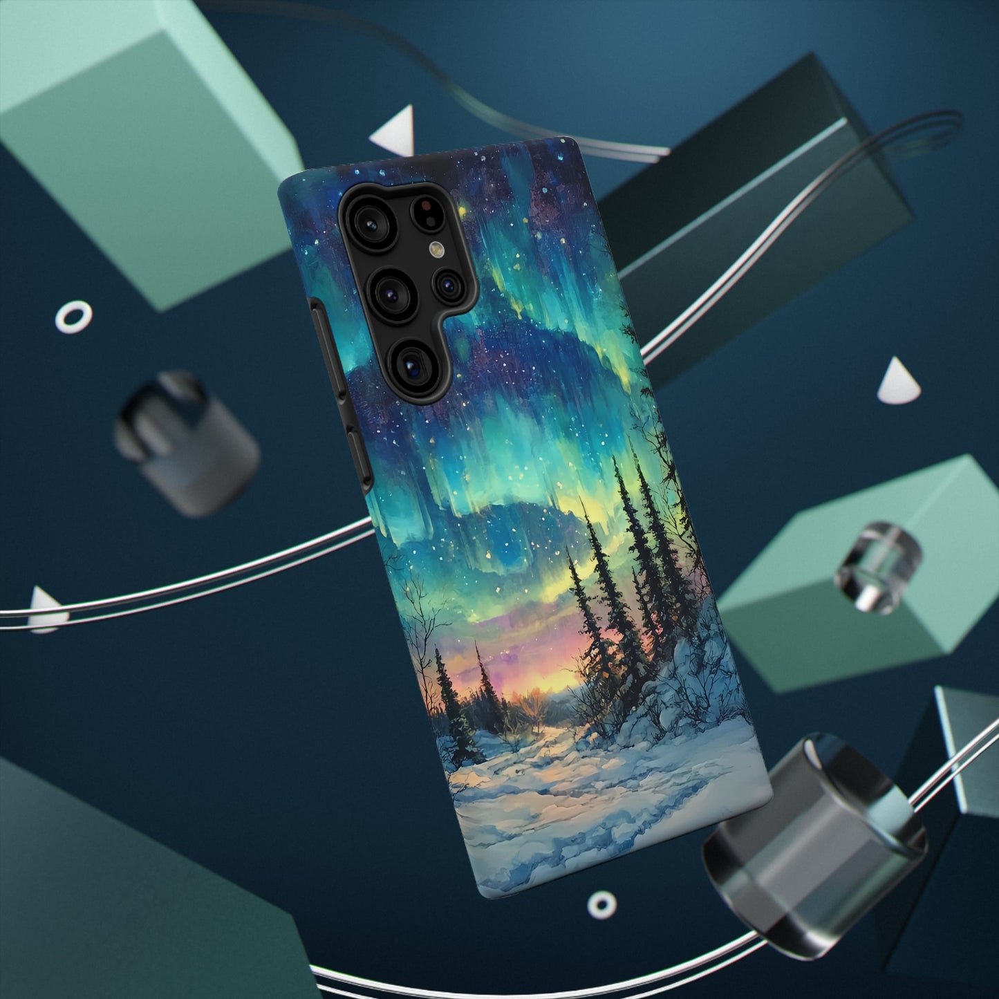Aurora Borealis Impact-Resistant Phone Case - Durable Protection with Stunning Northern Lights Design
