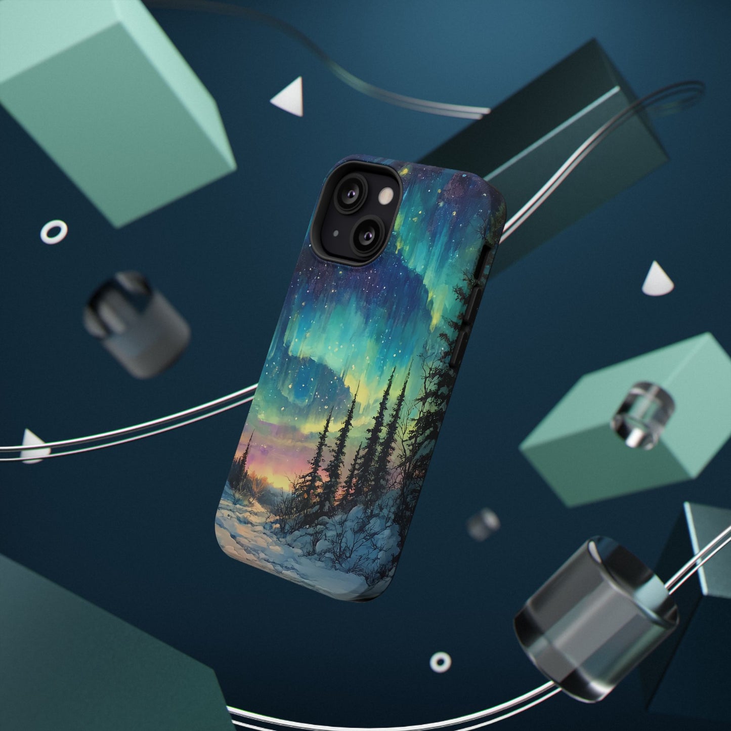 Aurora Borealis Impact-Resistant Phone Case - Durable Protection with Stunning Northern Lights Design