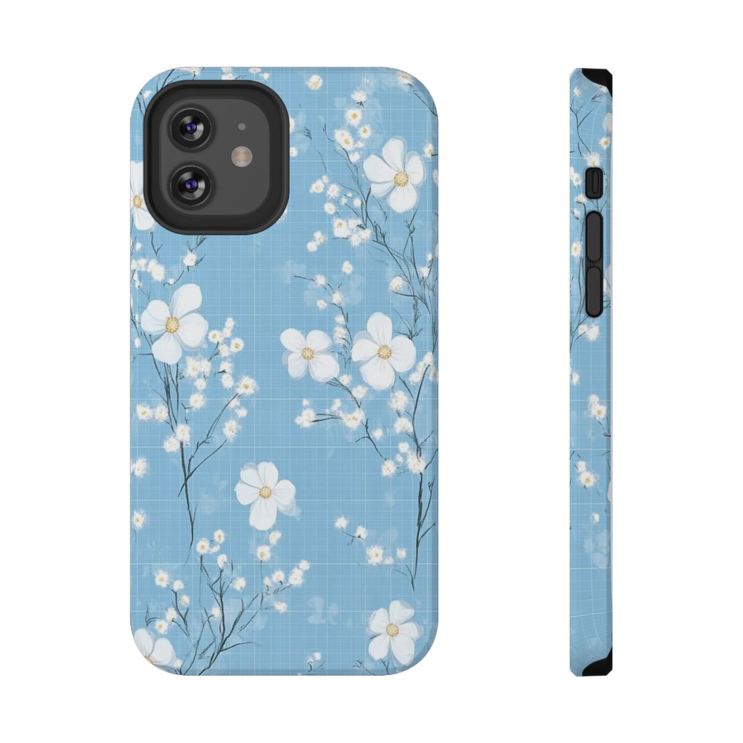 Powder Blue Floral Impact-Resistant Phone Case