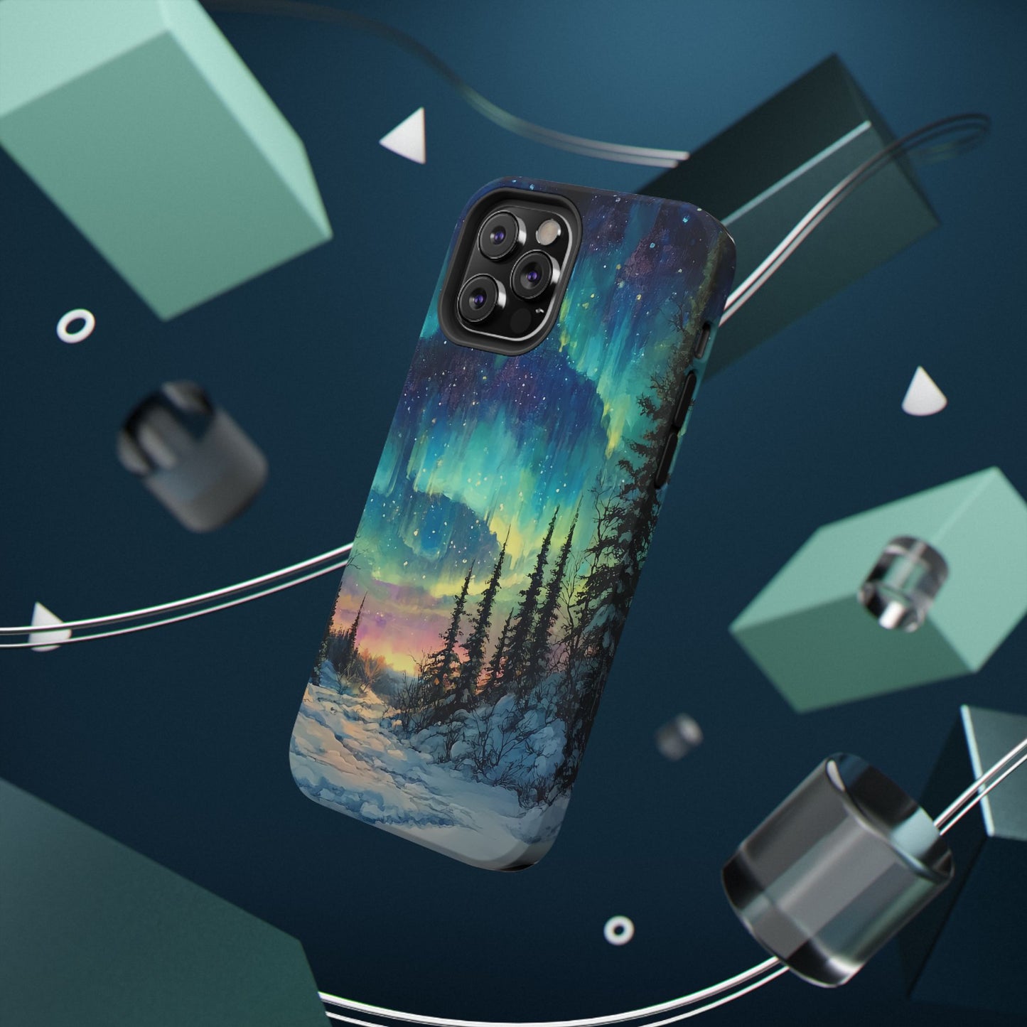 Aurora Borealis Impact-Resistant Phone Case - Durable Protection with Stunning Northern Lights Design