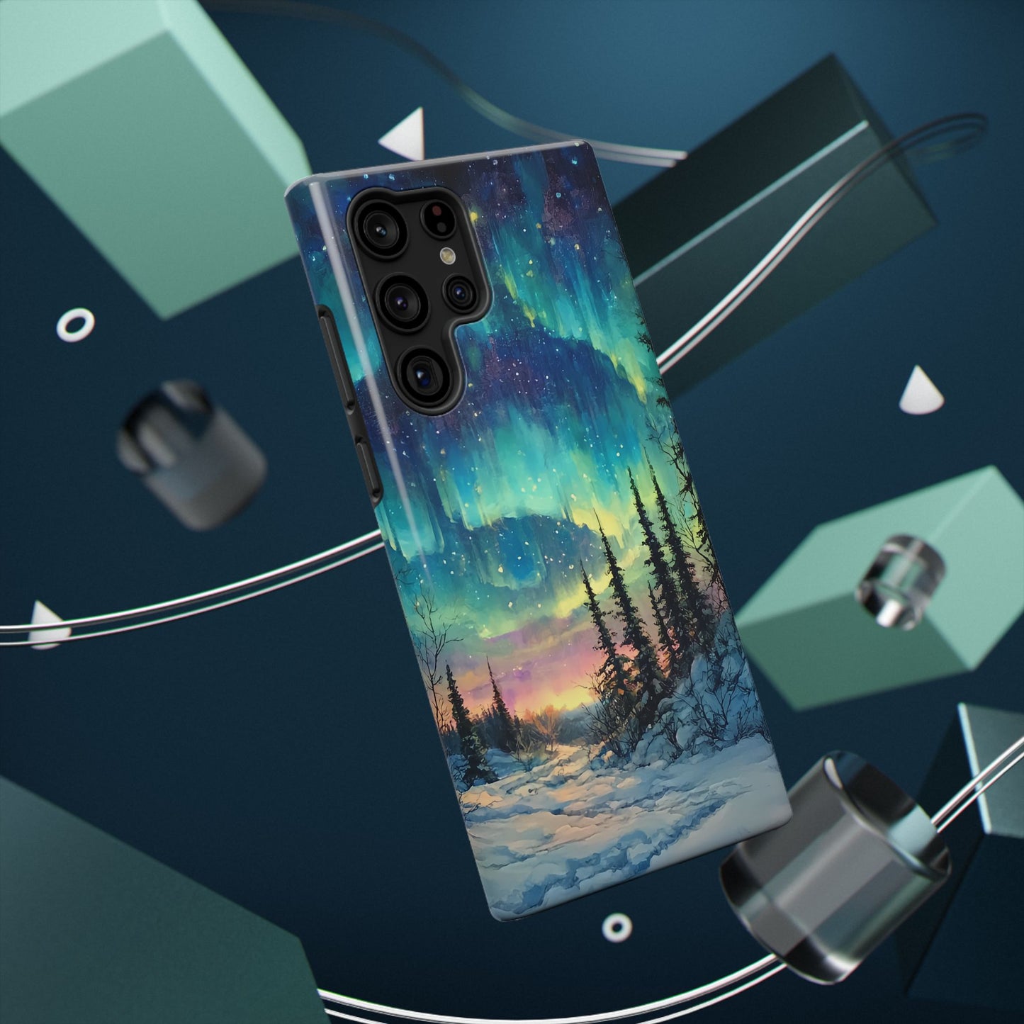 Aurora Borealis Impact-Resistant Phone Case - Durable Protection with Stunning Northern Lights Design