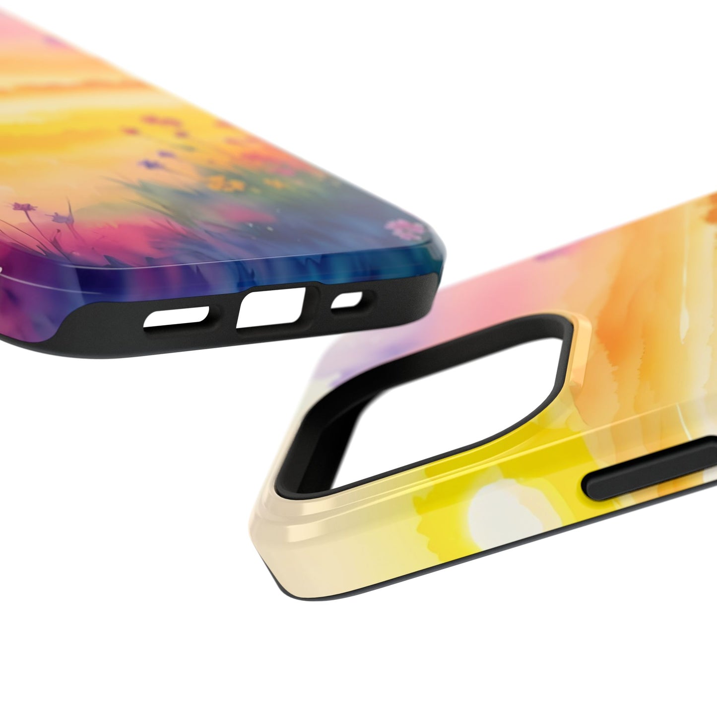 Scenic Landscape IPhone Case - Floral Sunset Design
