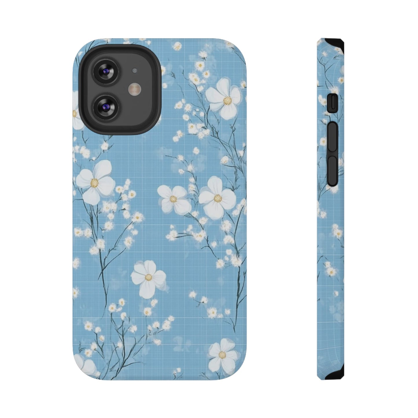 Powder Blue Floral Impact-Resistant Phone Case