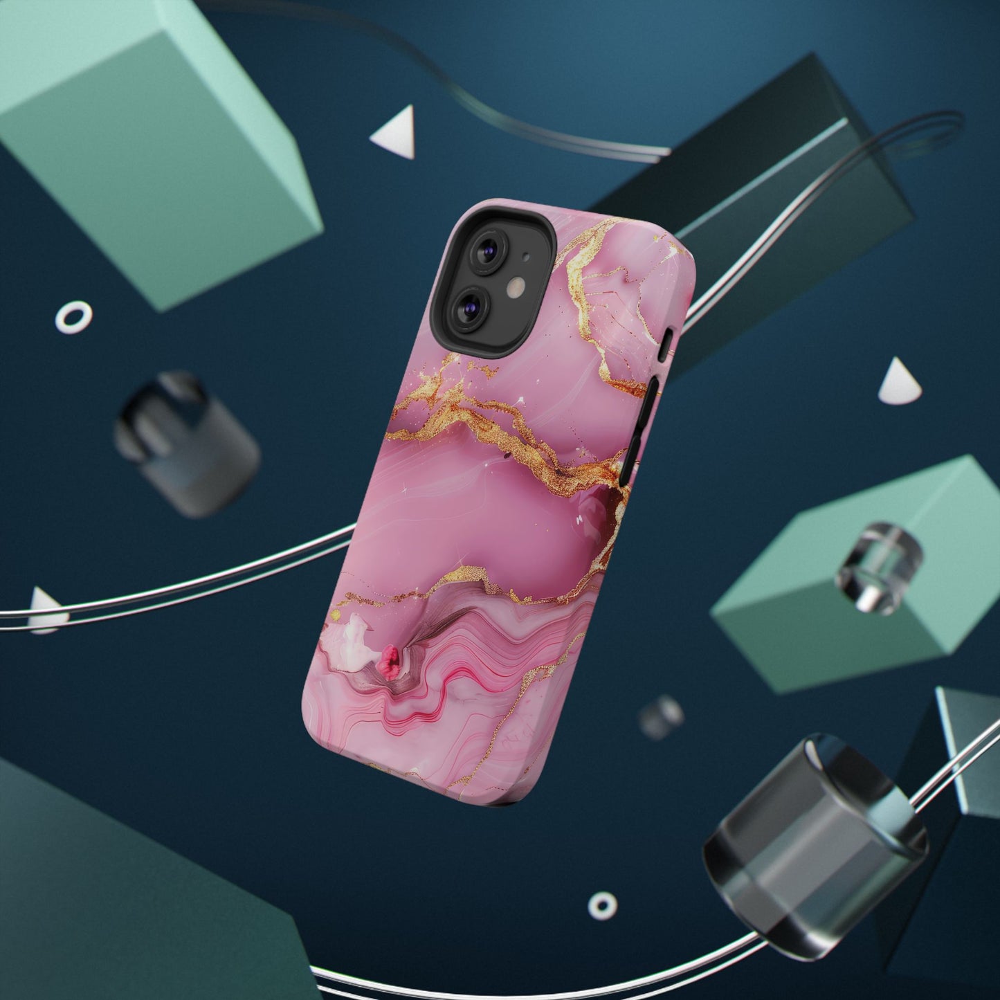 Elegant Marble Phone Case - Pink & Gold