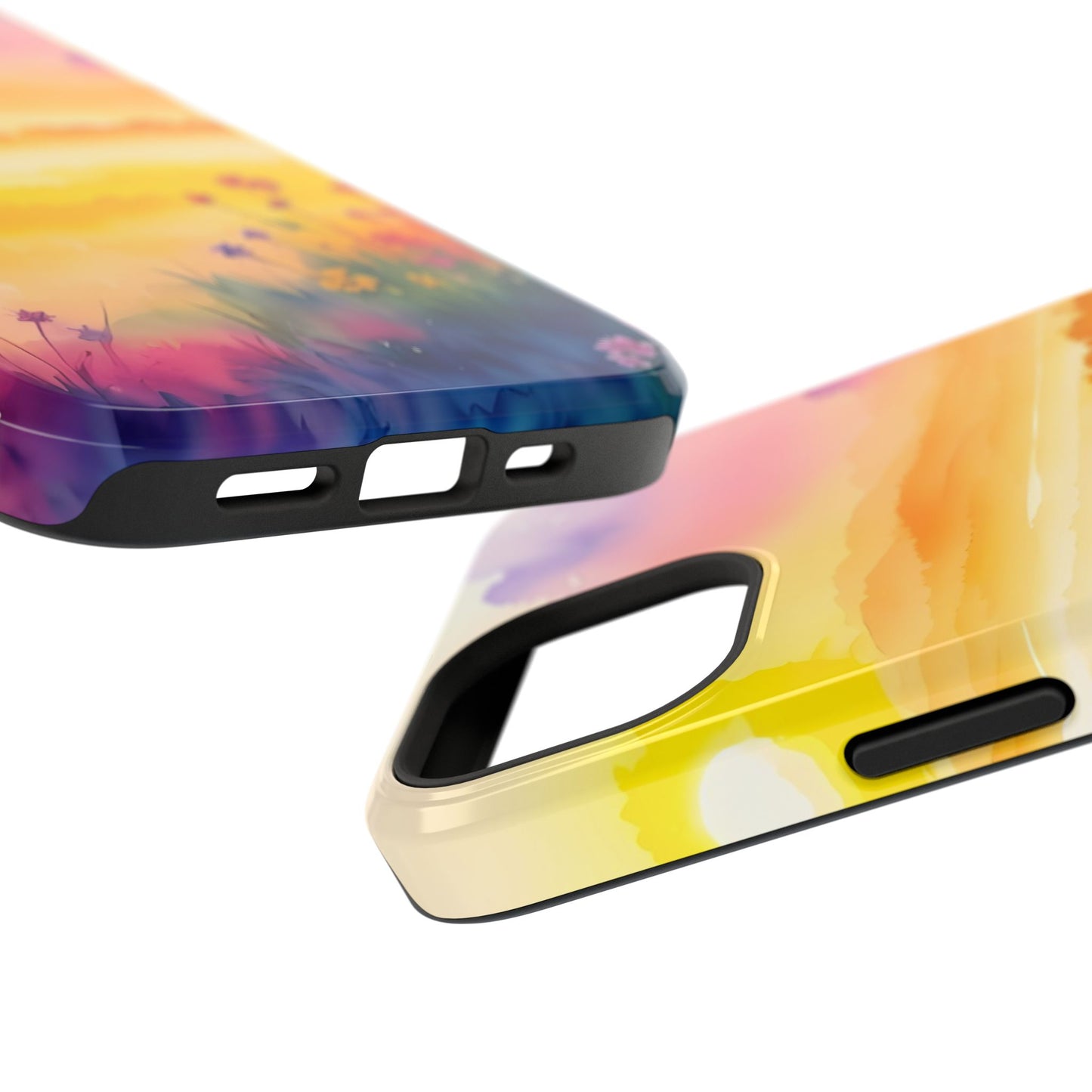 Scenic Landscape IPhone Case - Floral Sunset Design