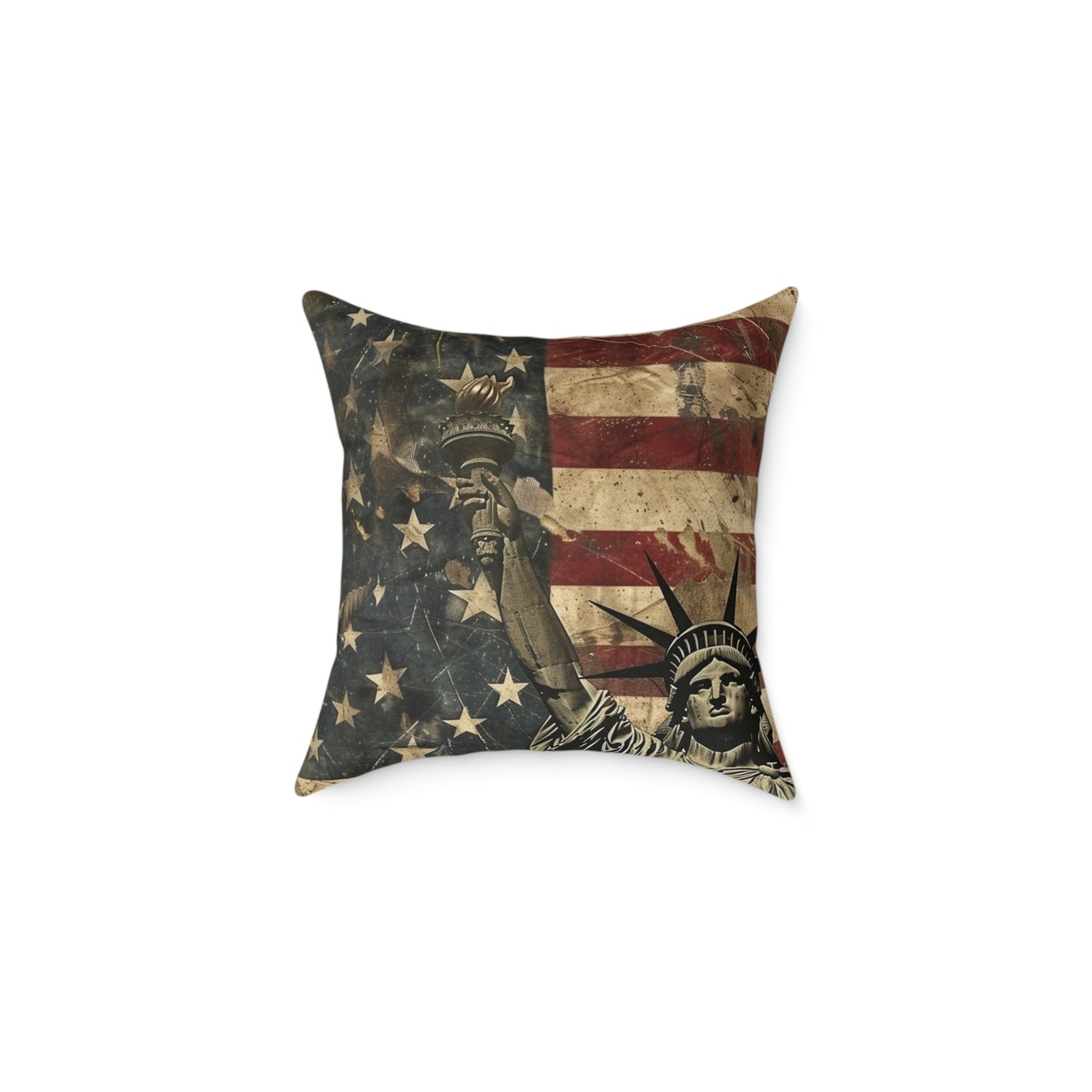 Patriotic Poly Canvas Pillow with American Flag