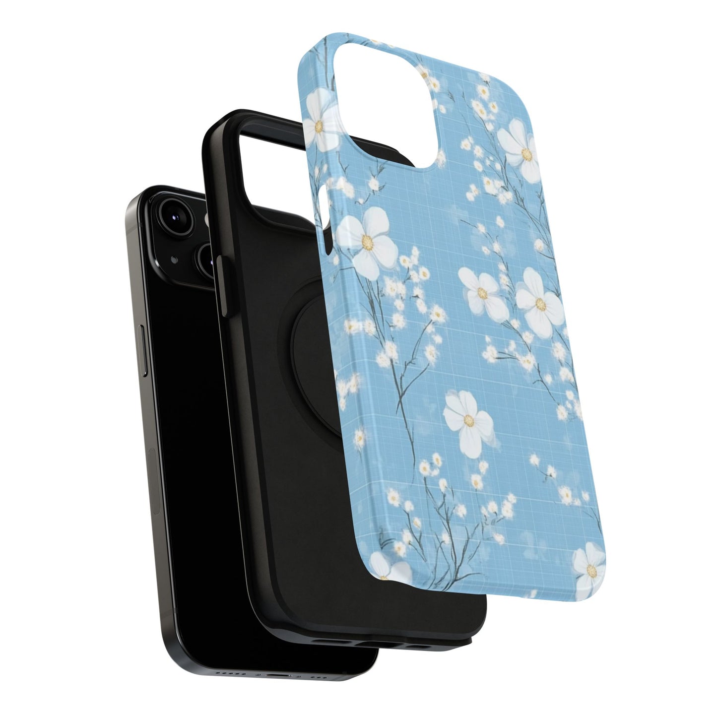 Powder Blue Floral Impact-Resistant Phone Case