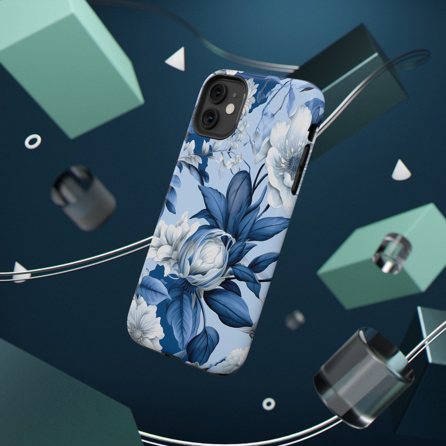 Elegant Blue Floral Phone Case