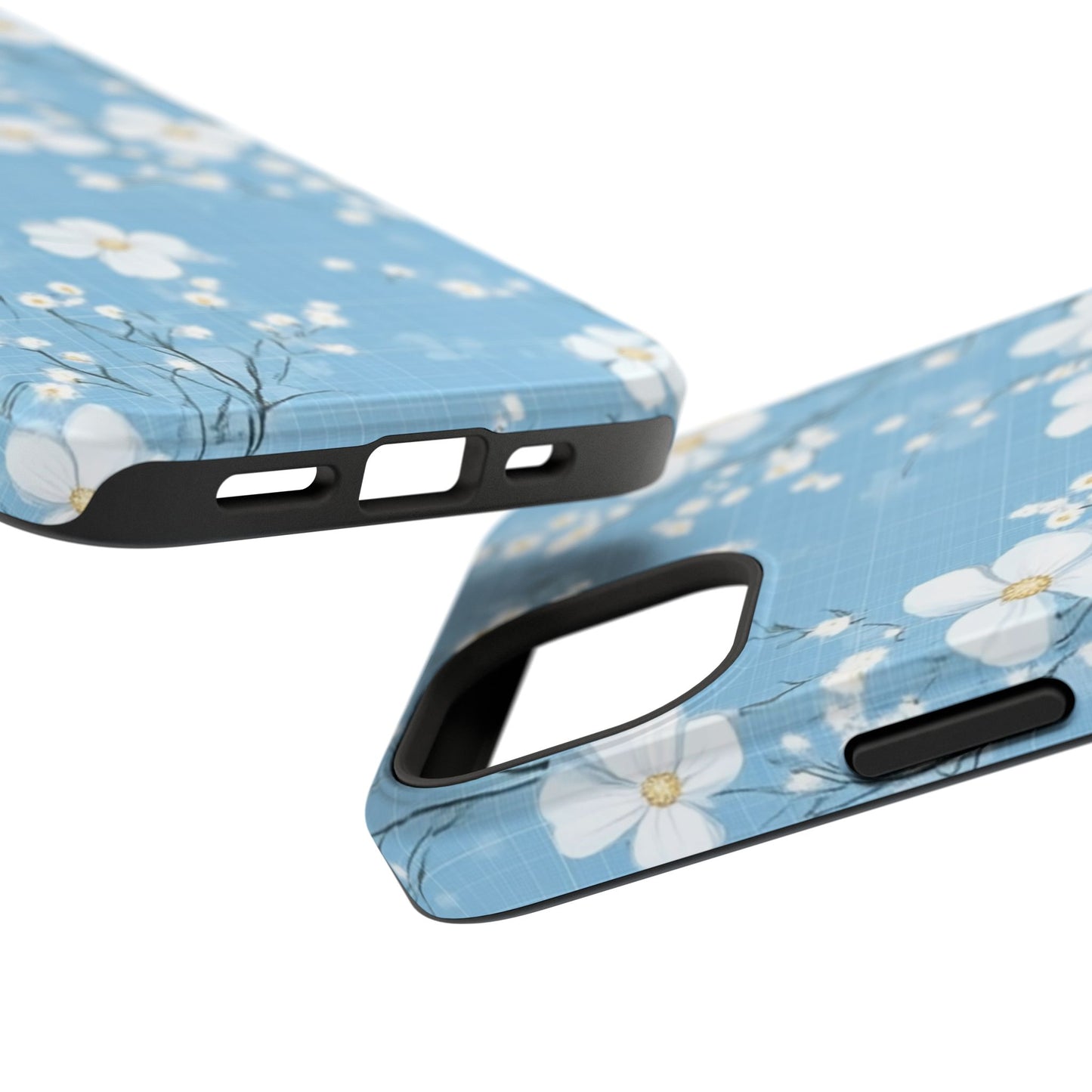 Powder Blue Floral Impact-Resistant Phone Case