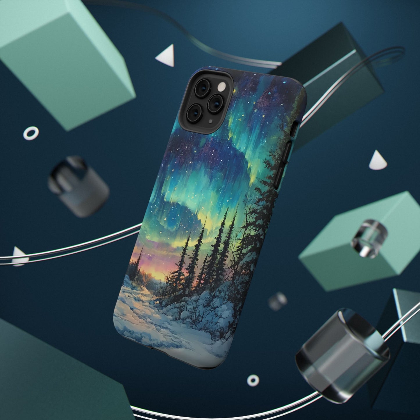 Aurora Borealis Impact-Resistant Phone Case - Durable Protection with Stunning Northern Lights Design