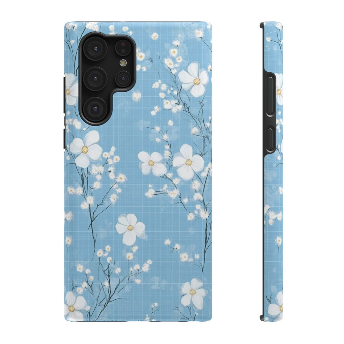 Powder Blue Floral Impact-Resistant Phone Case