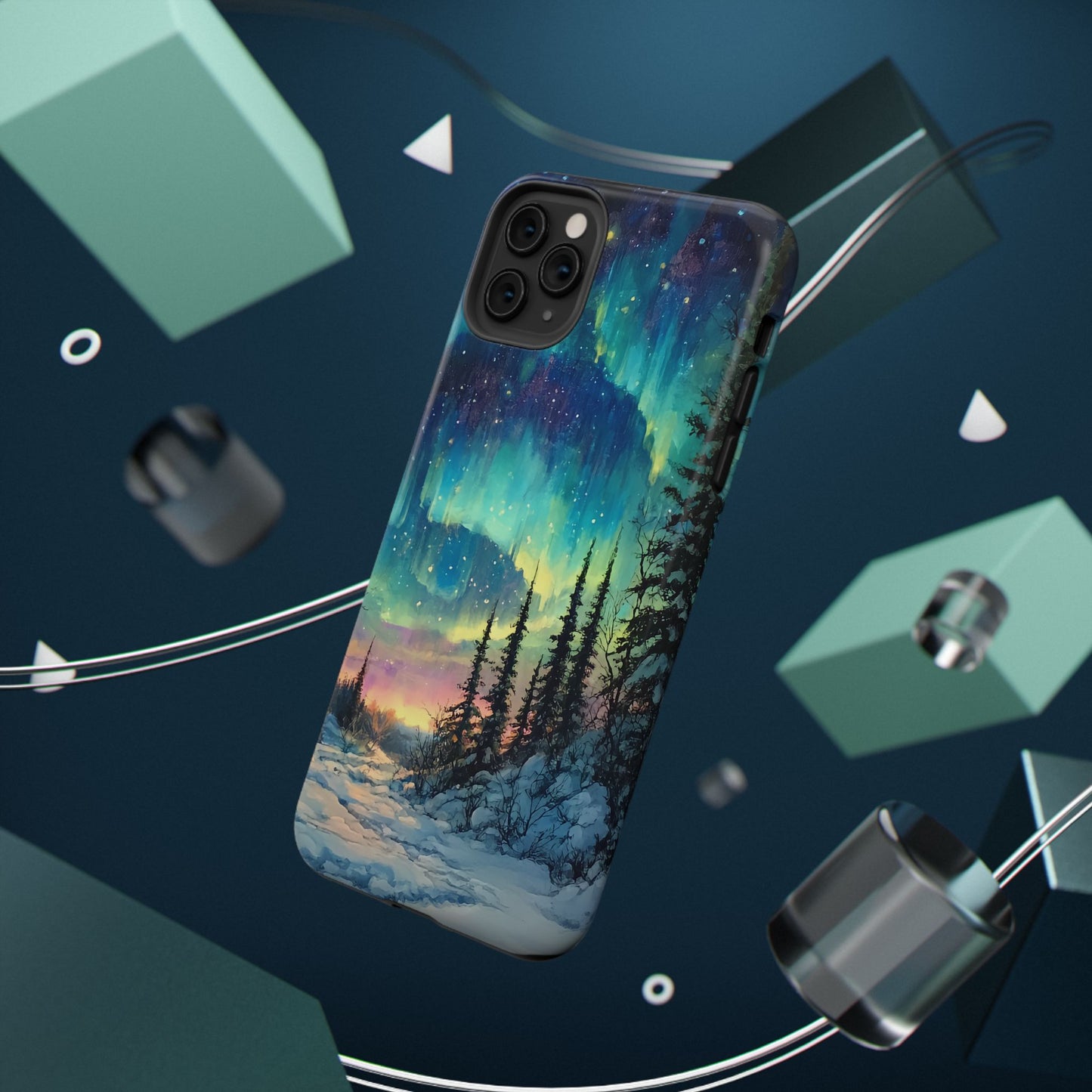 Aurora Borealis Impact-Resistant Phone Case - Durable Protection with Stunning Northern Lights Design
